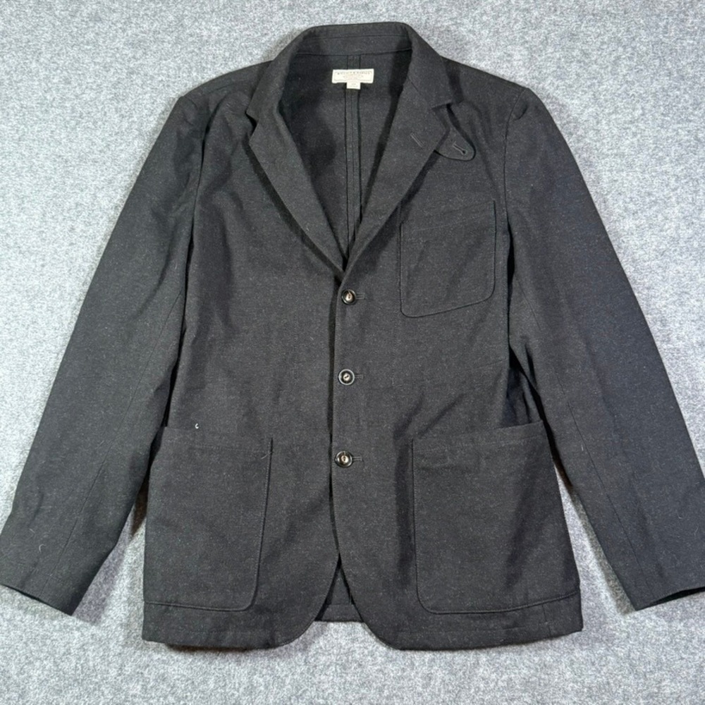 Wallace & Barnes Mens 38R S Charcoal Wool Blend Blazer Suede Elbow Patches Gray